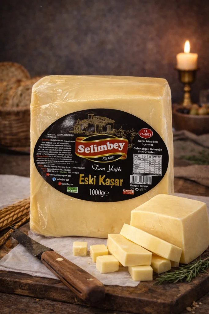 Tam yağlı eski kaşar peyniri 1000 gram Kars doğal üretim